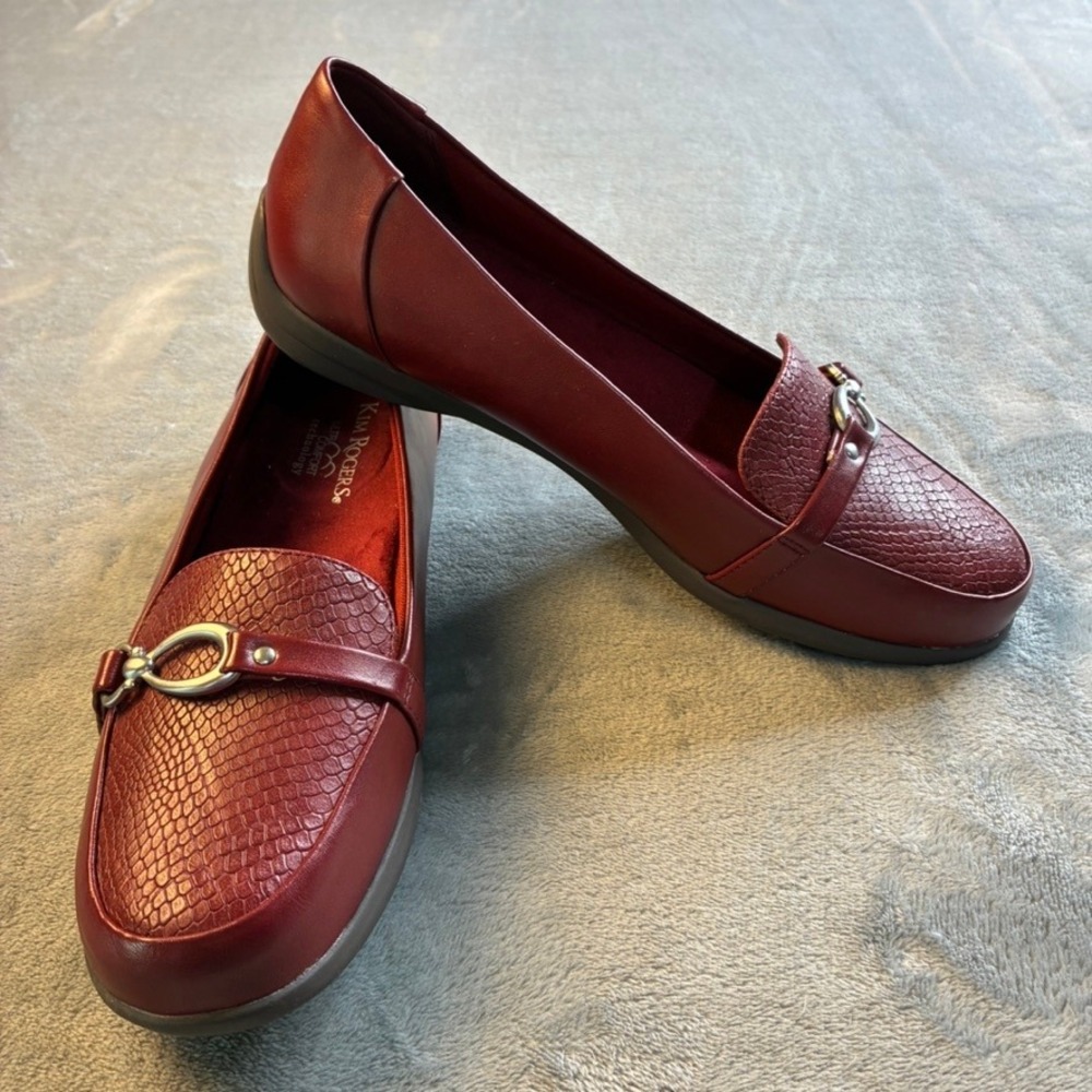 Kim Rogers Blayne Size 8.5M Burgundy Red Horsebit Loafers Ultra Comfort Flats - Picture 3 of 16